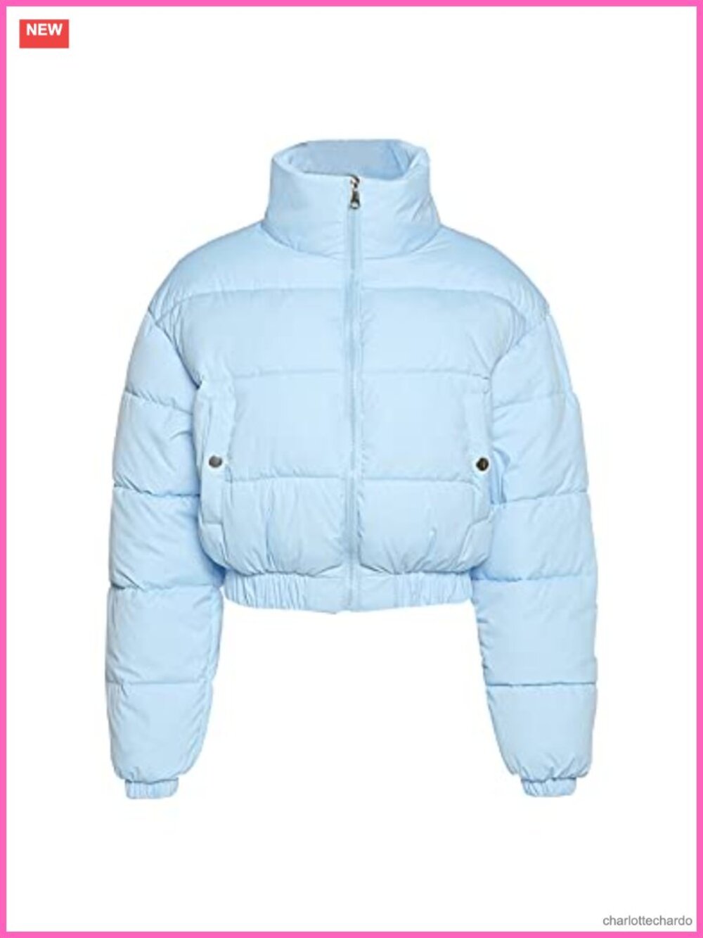 Womens Cropped Puffer Jacket Quilted Winter Coat Full Zip Stand Collar